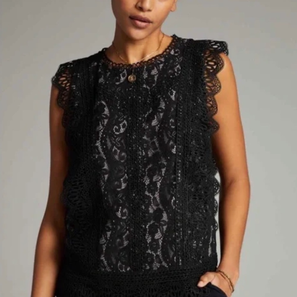 ANTHROPOLOGIE x ERI + ALI Sydney Lace Sleeveless Blouse Top